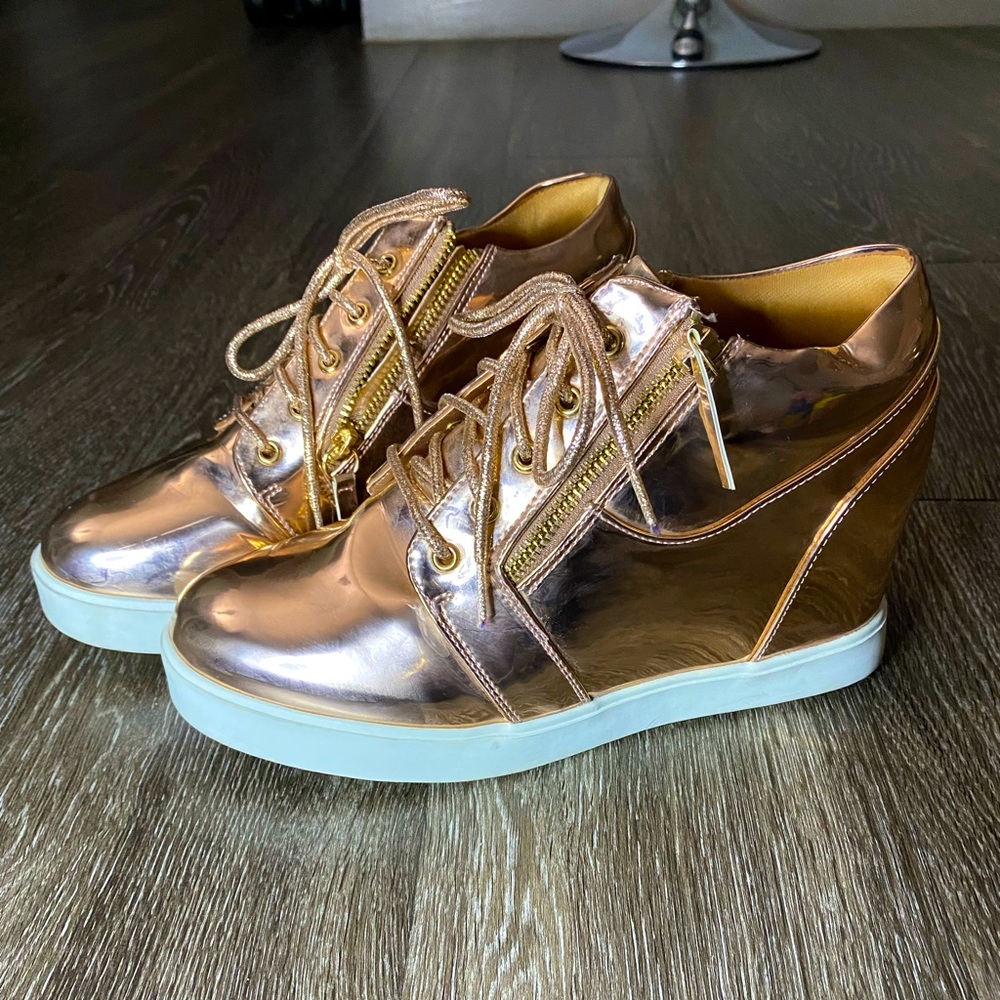 Rose gold Sneaker wedges